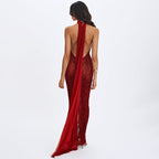 Damen Maxikleid mit aufregendem Wickeldesign und elegantem Halterkragen R&B