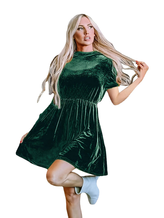 R&B | Einfarbiges Samtkleid