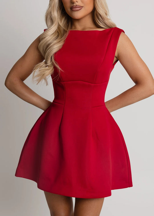 Damen Schickes Kurzkleid mit ausgestelltem Rock und elegantem Schnitt R&B