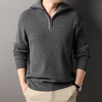 Herren Freizeitpullover mit halbem Reißverschluss und strukturiertem Strickmuster R&B