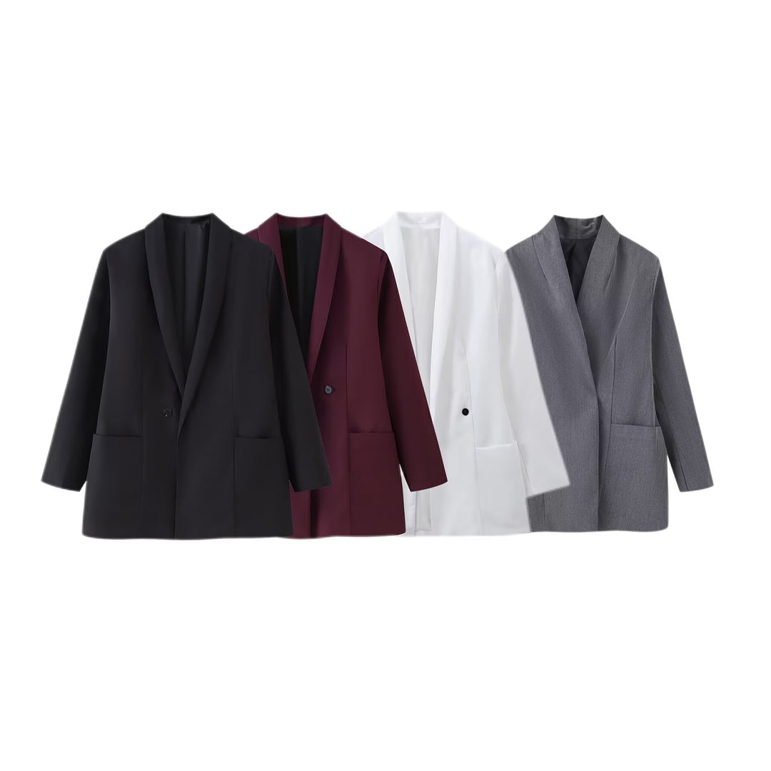 Damen elegante Blazerjacke mit Taschen und modernem Schnitt R&B