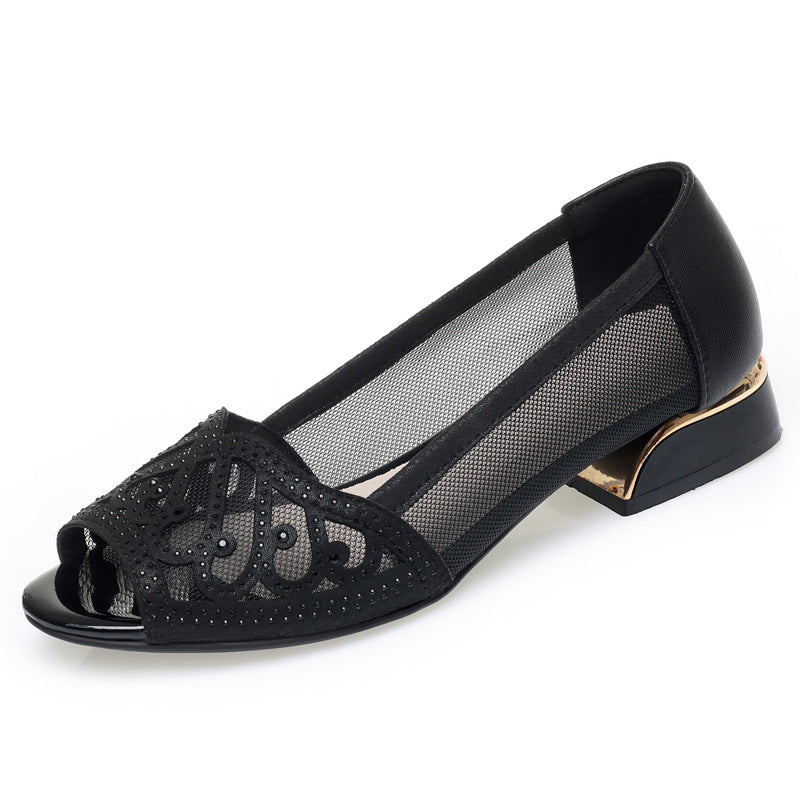 Damen Ballerinas mit luftiger Mesh-Optik und funkelnden Strassakzenten R&B