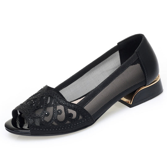 Damen Ballerinas mit luftiger Mesh-Optik und funkelnden Strassakzenten R&B