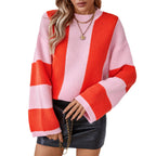 Damen Strickpullover mit innovativem Blockstreifen-Design und lässigem Schnitt