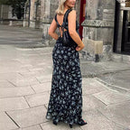 Damen Maxikleid mit floralen Spitzenakzenten R&B