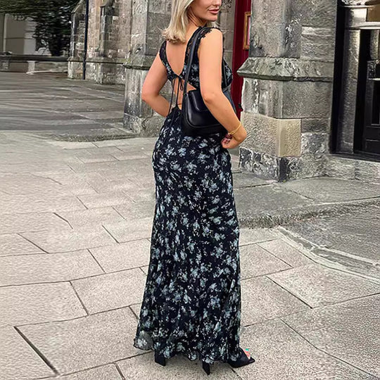 Damen Maxikleid mit floralen Spitzenakzenten R&B