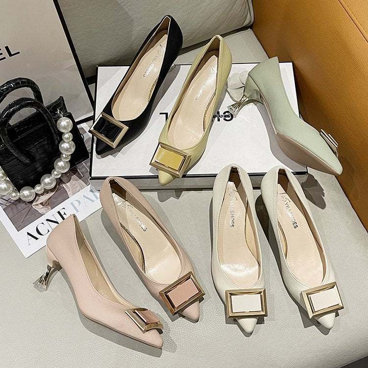 Damen Elegante Ballerinas mit innovativer Schnallenverzierung R&B