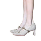 Damen elegante Ballerinas mit dekorativem Schleifenakzent und modischem Perlenbesatz R&B
