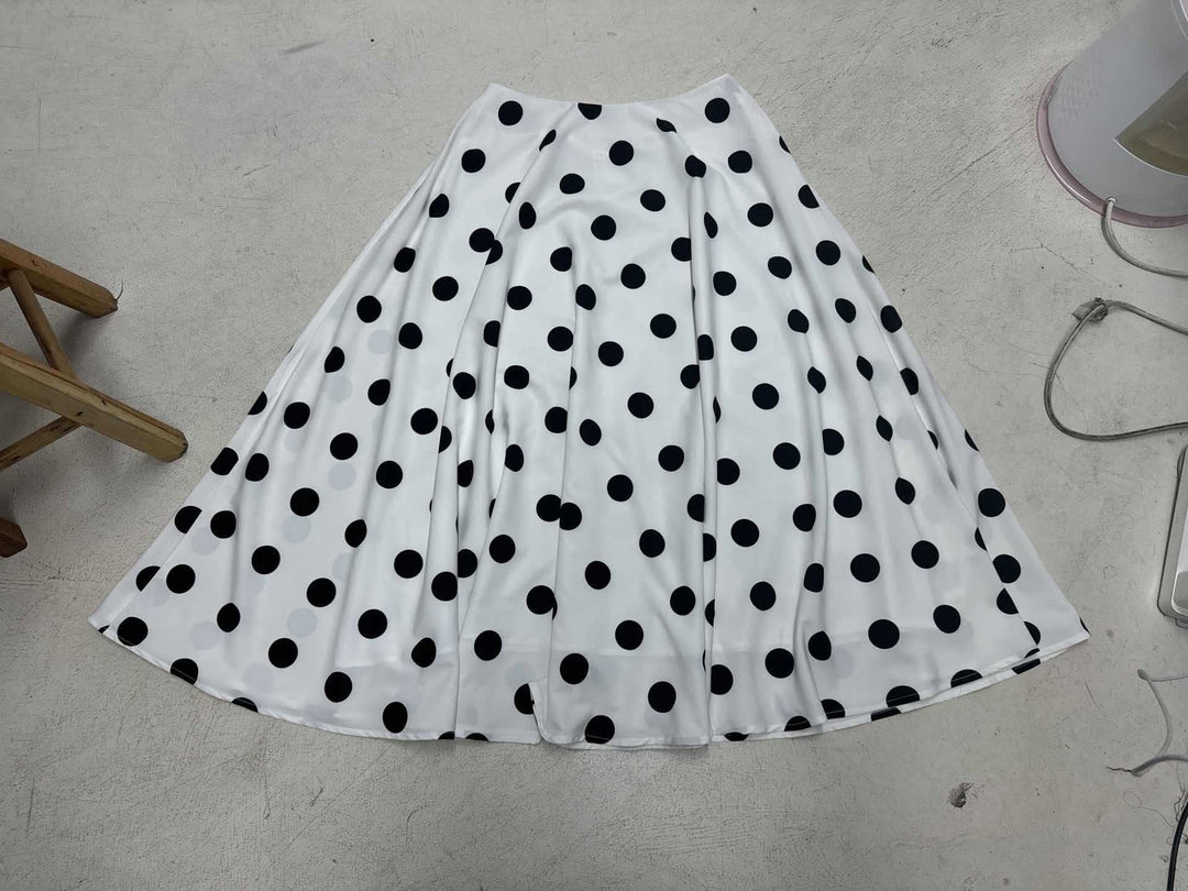 Damen Maxirock mit auffälligem Polkadot-Muster und voluminösem Schnitt R&B
