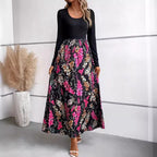 Damen Maxikleid mit floralem Print und langen Ärmeln R&B