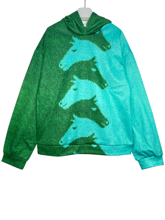 Damen Gemütlicher Hoodie mit Pferdemotiv R&B