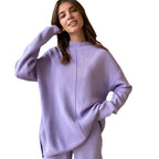 Damen Set aus gemütlichem Oversized-Pullover und lässiger Stoffhose R&B