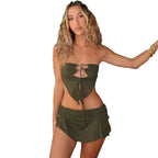 Damen Sommerliches Wickelkleid mit modischen Cut-Outs und gerafftem Design R&B