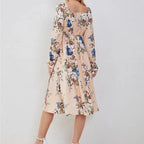 Damen Maxikleid mit floralen Akzenten und tiefem Schlitz R&B