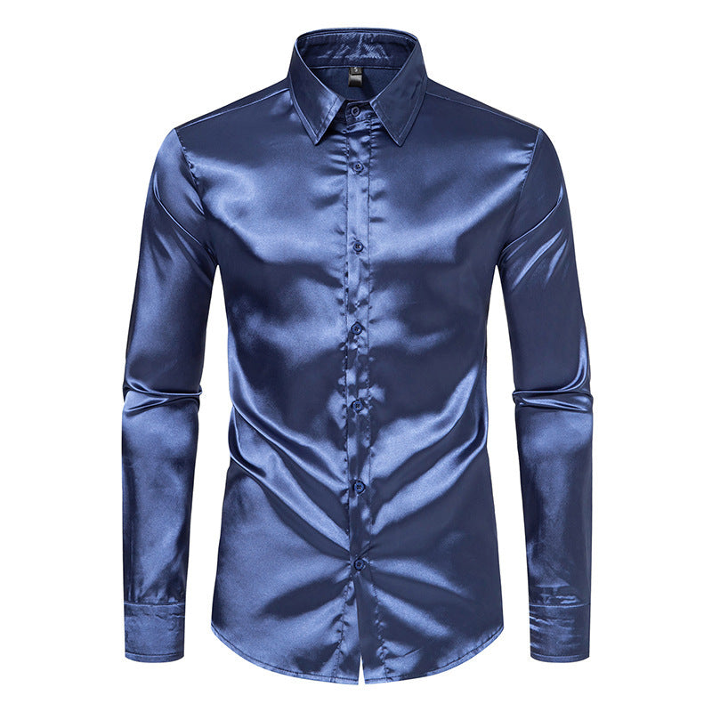 Herren Elegantes Satin-Hemd mit modernem Kragen und feiner Textur R&B