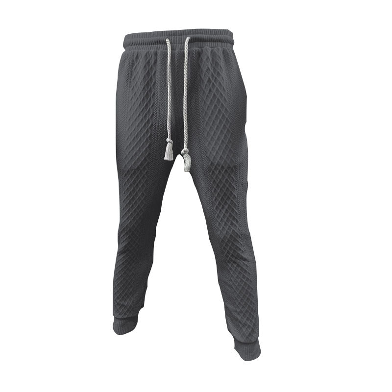 Herren nan Jacquard-Loungewear-Set mit Polokragen Kordelzugbund und konisch geschnittener Jogginghose R&B