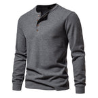 Herren Langarmshirt mit Knopfleiste und strukturiertem Design R&B