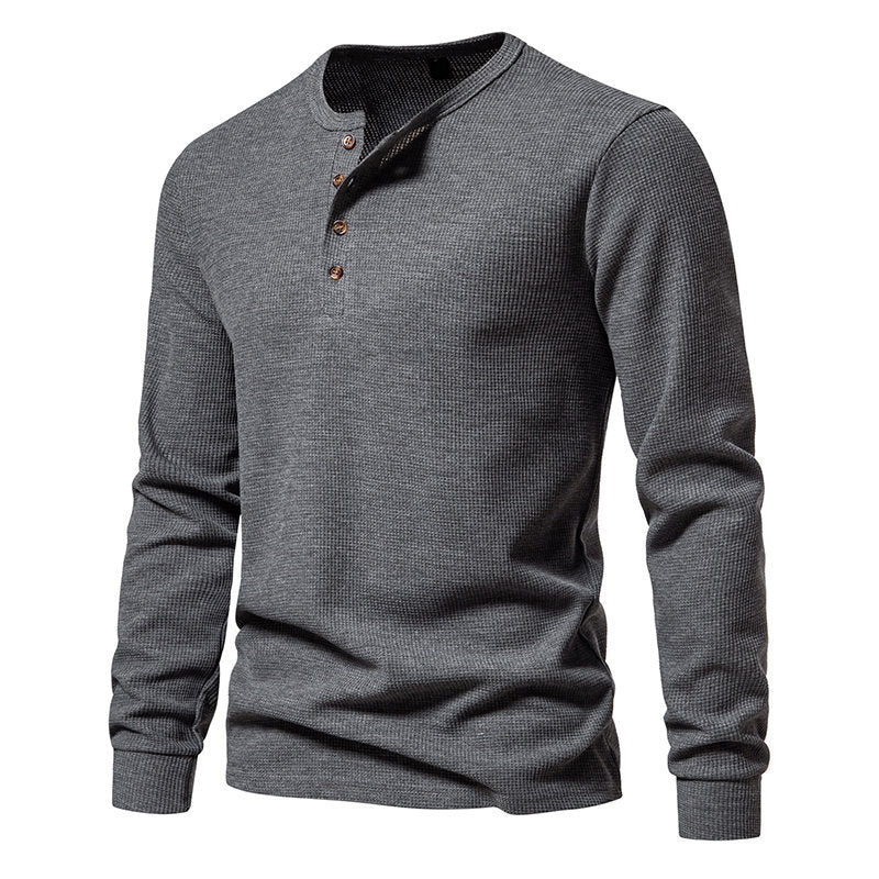 Herren Langarmshirt mit Knopfleiste und strukturiertem Design R&B
