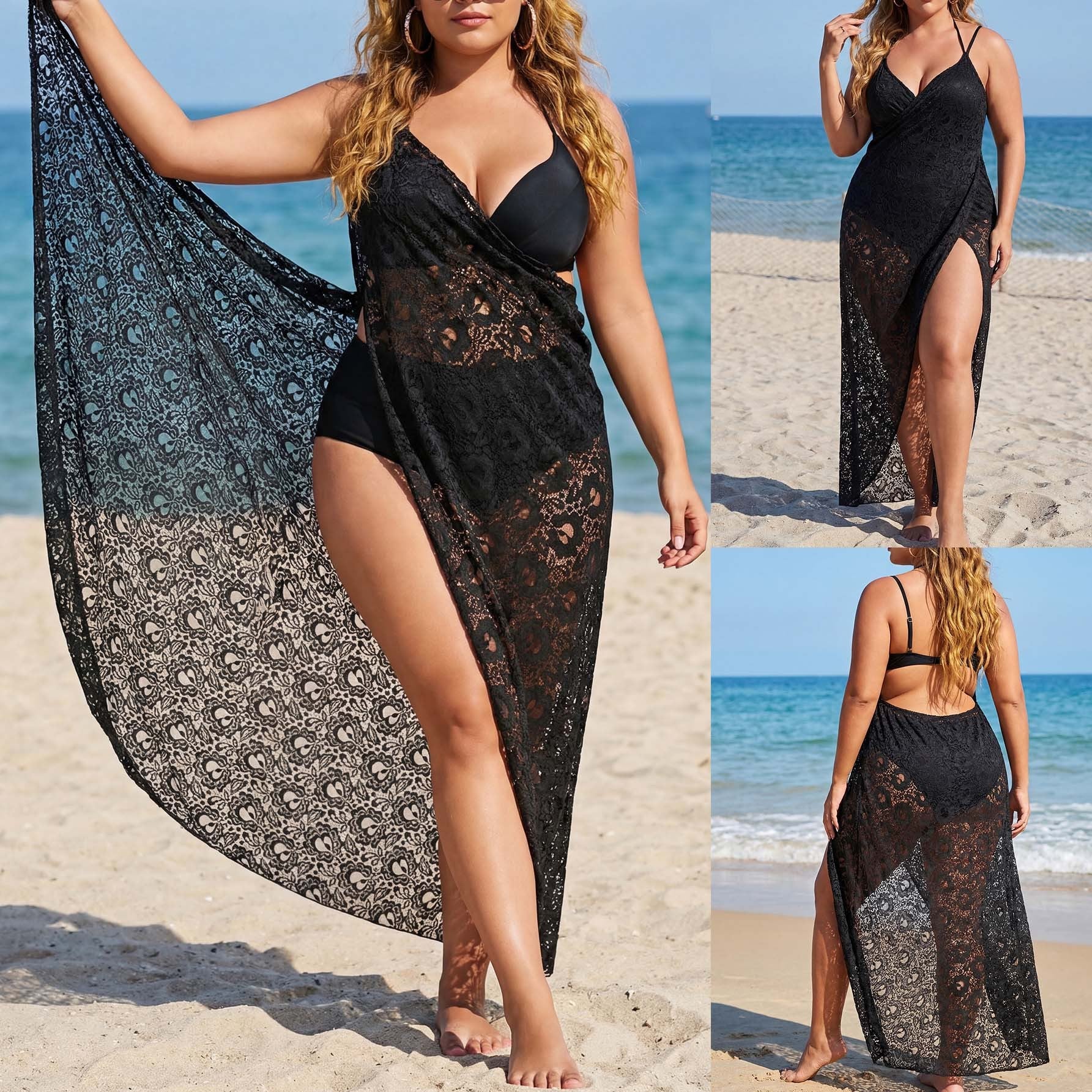 Damen Elegantes transparentes Strandkleid R&B