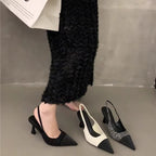 Damen Slingback Pumps aus edlem Materialmix R&B