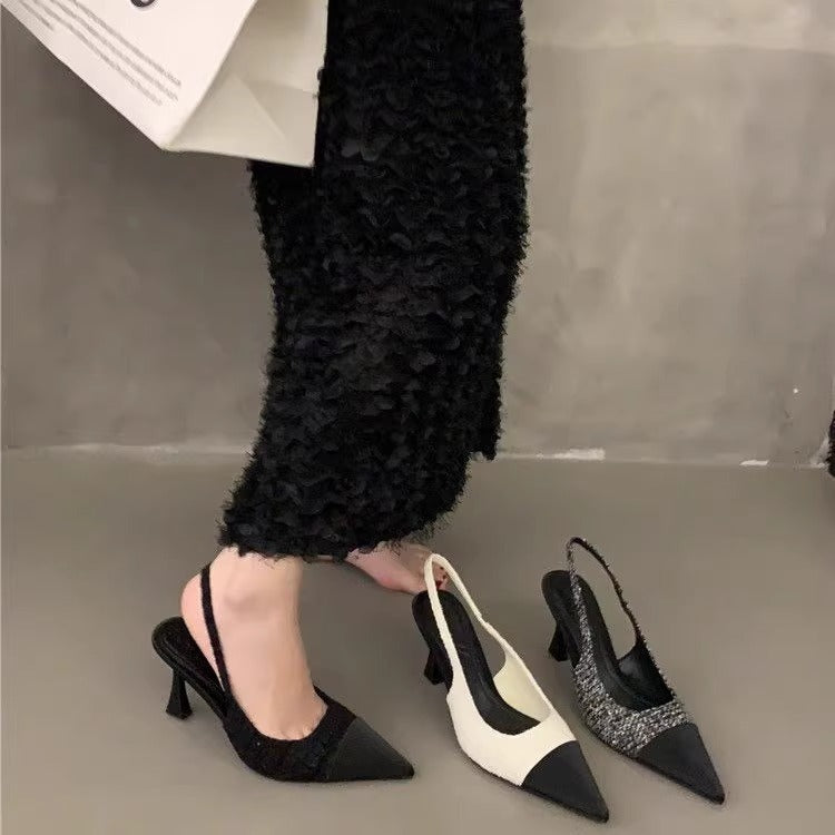 Damen Slingback Pumps aus edlem Materialmix R&B