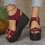 Damen Wedge-Sandalen mit rutschfestem Riemendesign und bequemem Fußbett R&B