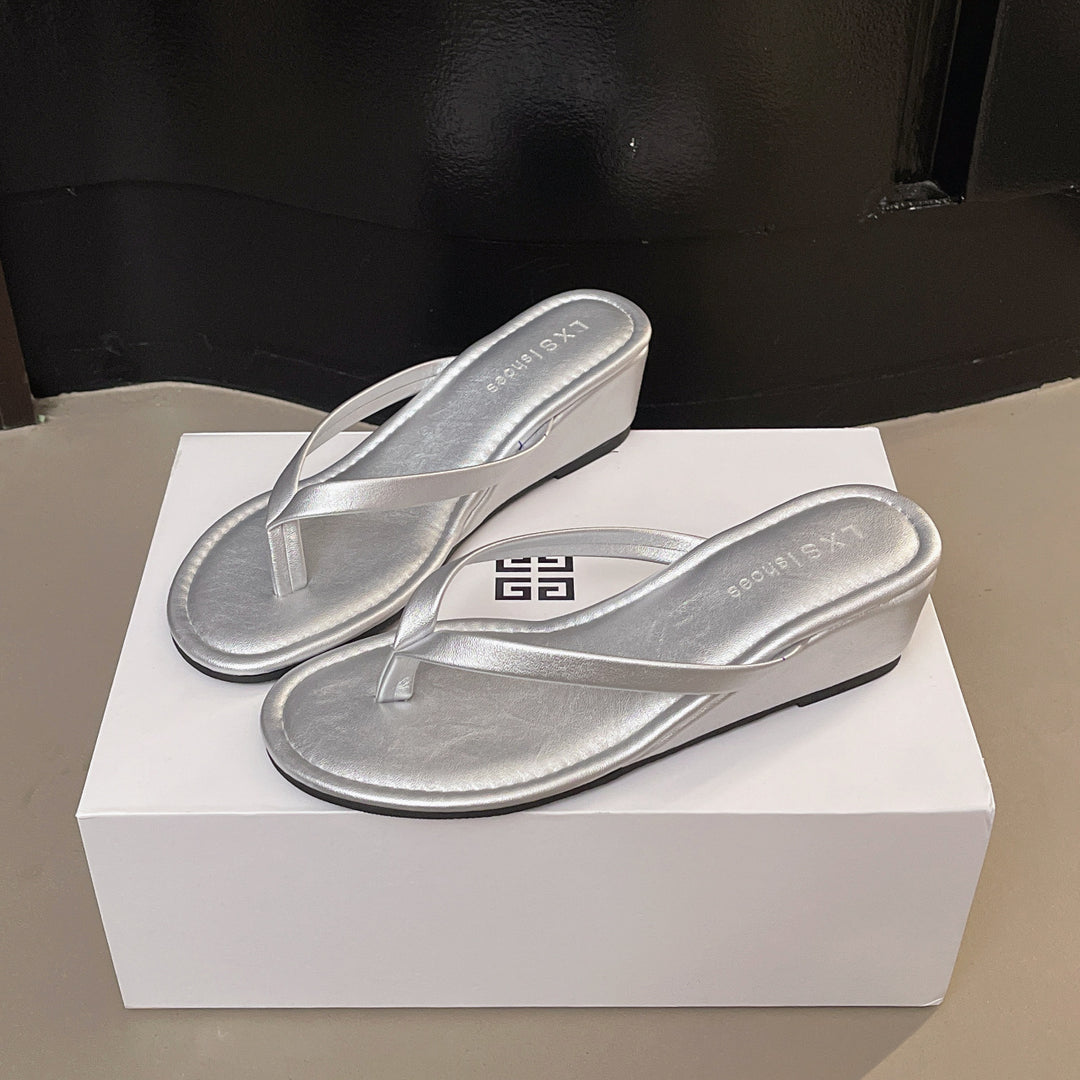 Damen eleganter Wedgesandalen mit schimmerndem Design R&B