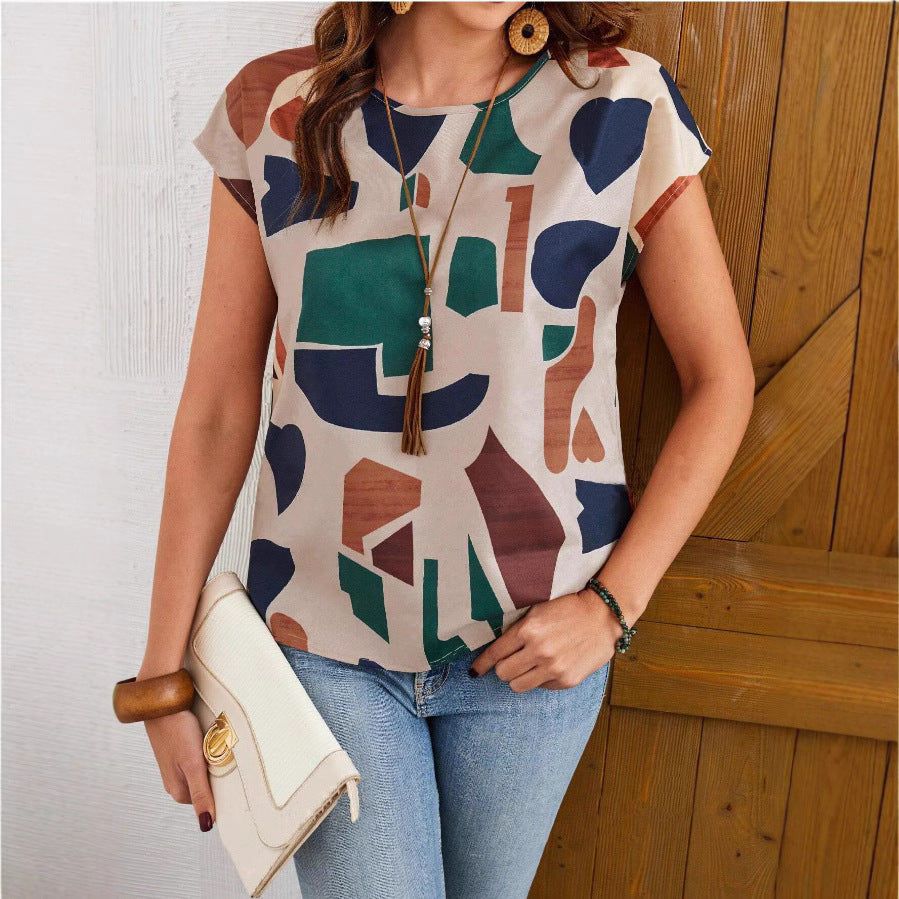 Damen lässige Bluse mit geometrischem Muster R&B