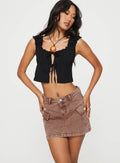 Damen Crop-Top mit Rüschendetails und schmalem Bindewirbel R&B