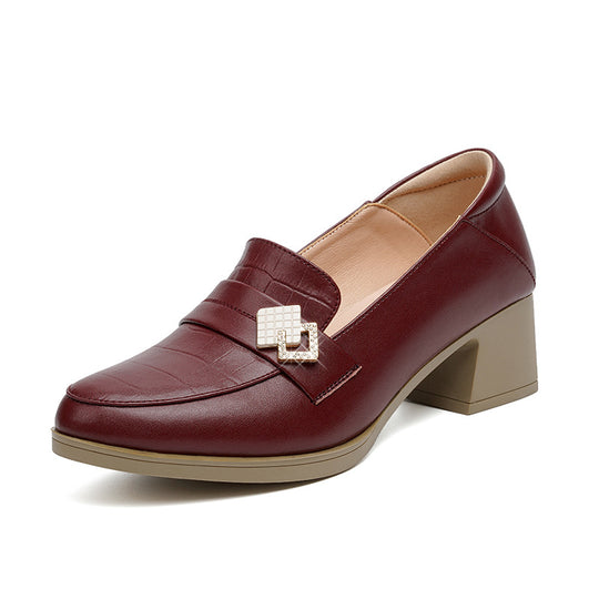 Damen Elegante Mokassins mit modischem Schmuckdetail und bequemen Blockabsatz R&B