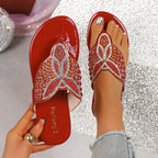 Damen Sandalen mit glitzerndem Blumenmuster und komfortabler Fußbettung R&B