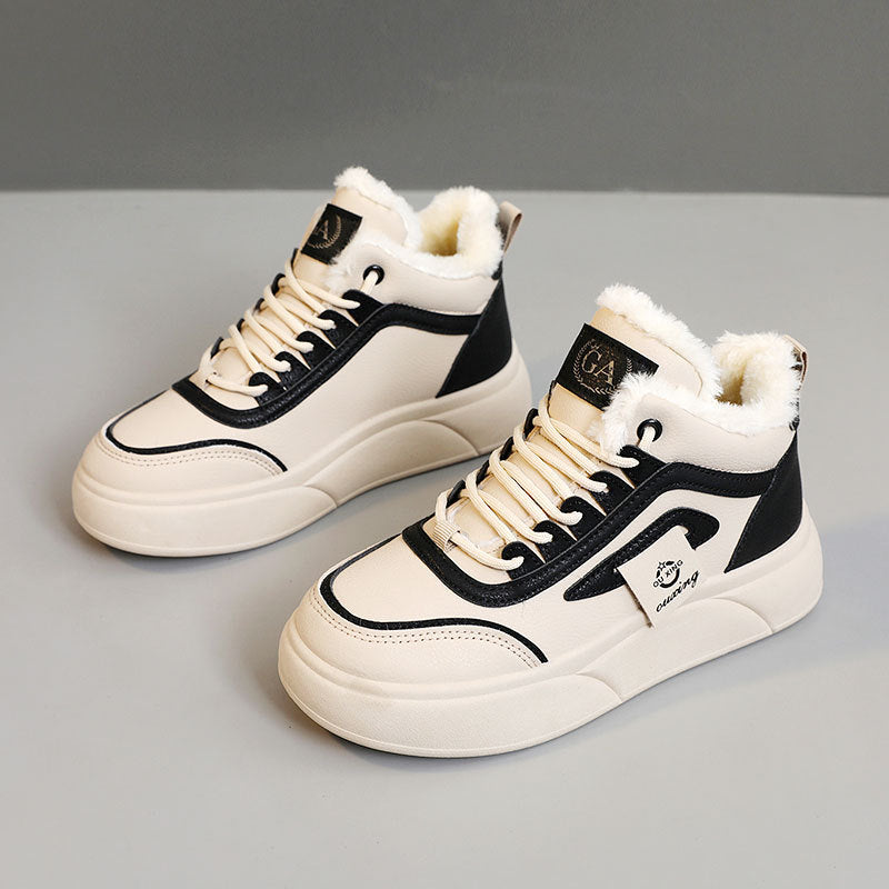 Damen modische Winter-Sneaker mit luxuriösem Kunstfell und rutschfester Sohle R&B