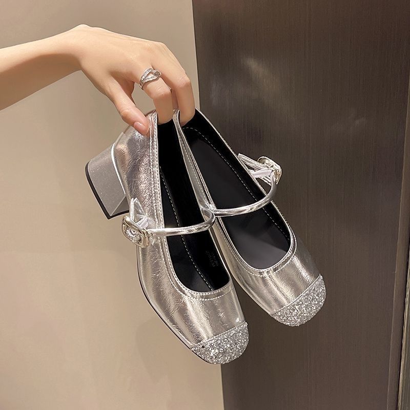 Damen elegante Mary Jane Schuhe mit Glitzer-Detail R&B