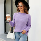 Damen modischer Strickpullover mit strukturiertem Waffelstil