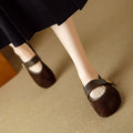 Damen Mary Jane Ballerinas mit modischem Riemchen und hochwertigem Veloursleder