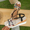 Damen Wedge-Sandalen mit buntem Geflecht und elegantem Fußbett R&B