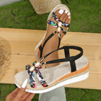 Damen Wedge-Sandalen mit buntem Geflecht und elegantem Fußbett R&B