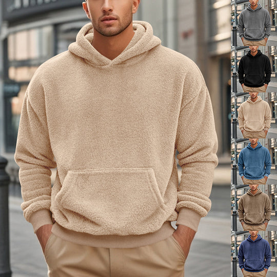 Herren übergroßer Fleece-Hoodie mit Kängurutasche und gemütlichem Schnitt R&B
