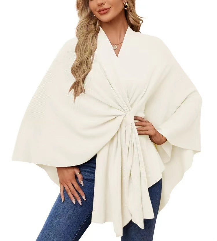 Damen Eleganter Wickelpullover mit asymmetrischem Schnitt R&B