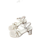 Damen elegante Sling Sandalen mit modischen Riemchen und blockiertem Absatz R&B