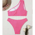 Damen Einseitiger Bikini im modernen Wellenmuster mit asymmetrischem Oberteil R&B