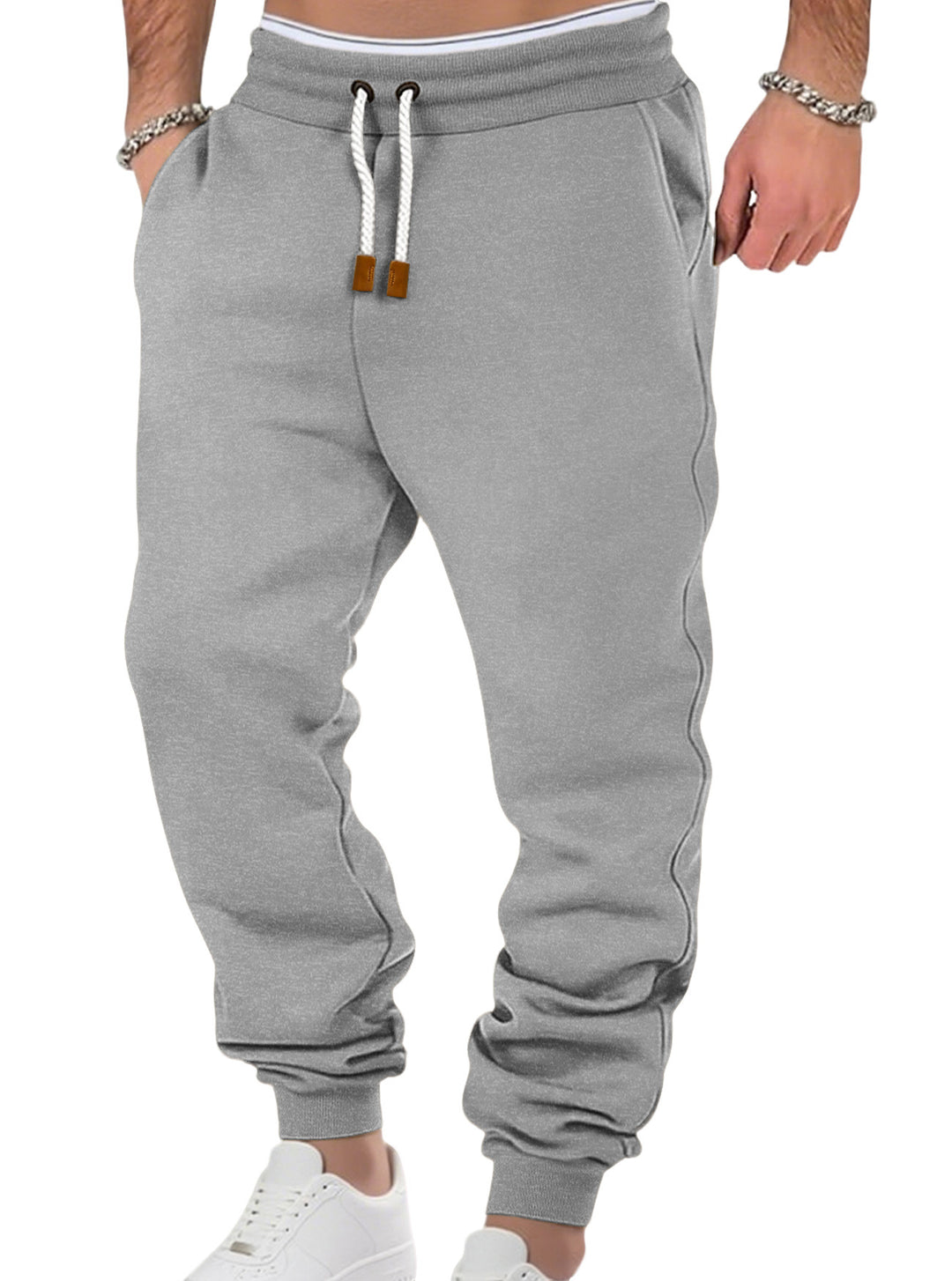 Herren nan komfortable Jogginghose aus hochwertiger Baumwollmischung mit elastischem Bund Kordelzug und Bündchen R&B