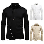 Herren Hemd mit asymmetrischem Knopfdesign und modernem Kragen R&B