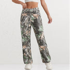 Damen Cargohose im Camouflage-Design mit hoher Taille R&B