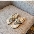 Damen elegante Flip-Flops mit dekorativen Perlenapplikationen R&B