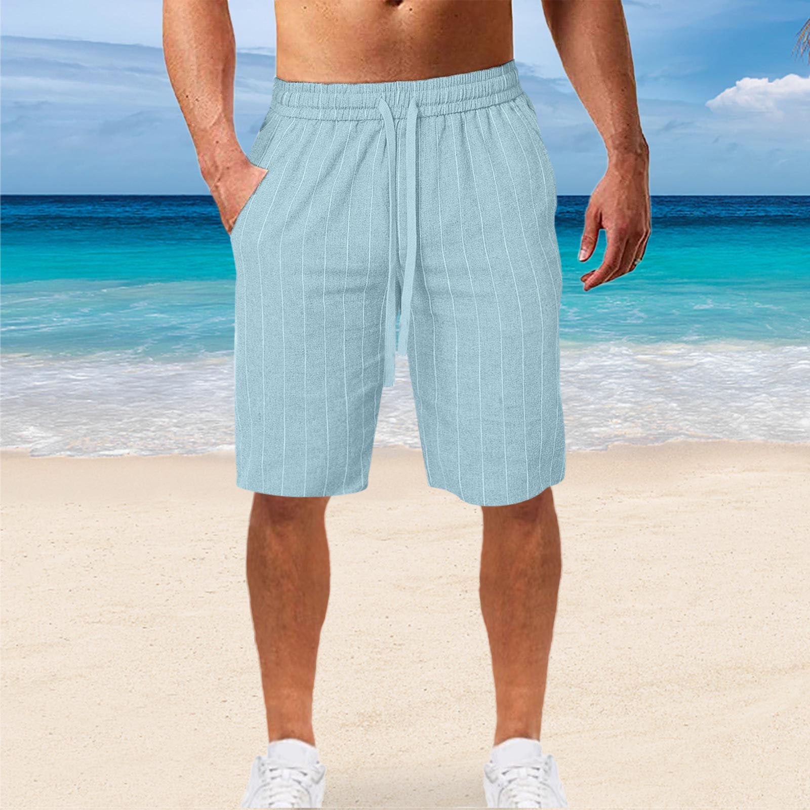 Herren komfortable Freizeithosen mit elastischem Bund und seitlichen Taschen R&B