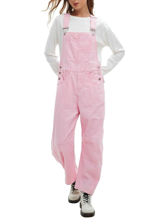 Damen nan weite Latzhose mit verstellbaren Trägern, großer Latztasche und seitlichen Druckknöpfen R&B