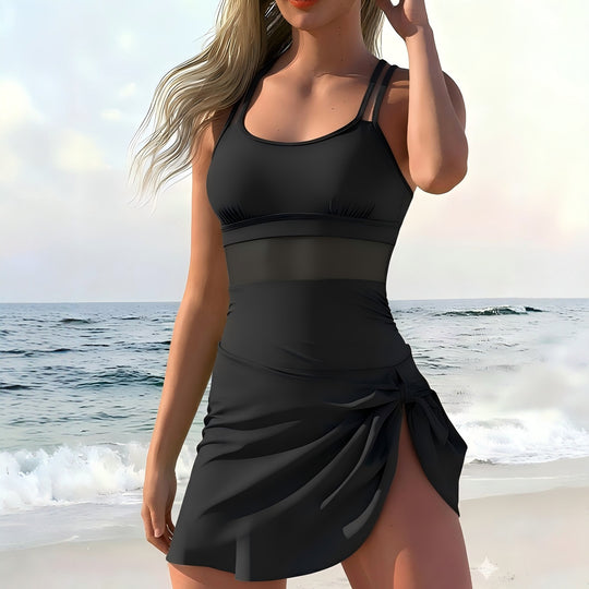 Damen Sportlicher Badeanzug mit modischem Wickelrock R&B