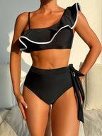 Damen Bikini-Set mit asymmetrischem Oberteil und elegantem U-Bund R&B