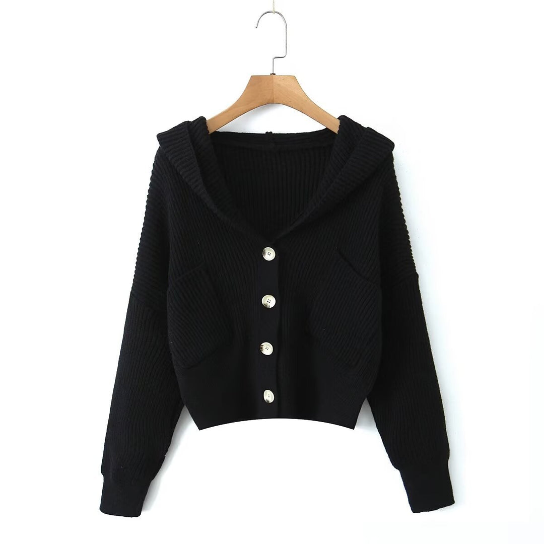 Damen lässige Strickjacke mit Kapuze und praktischen Taschen R&B